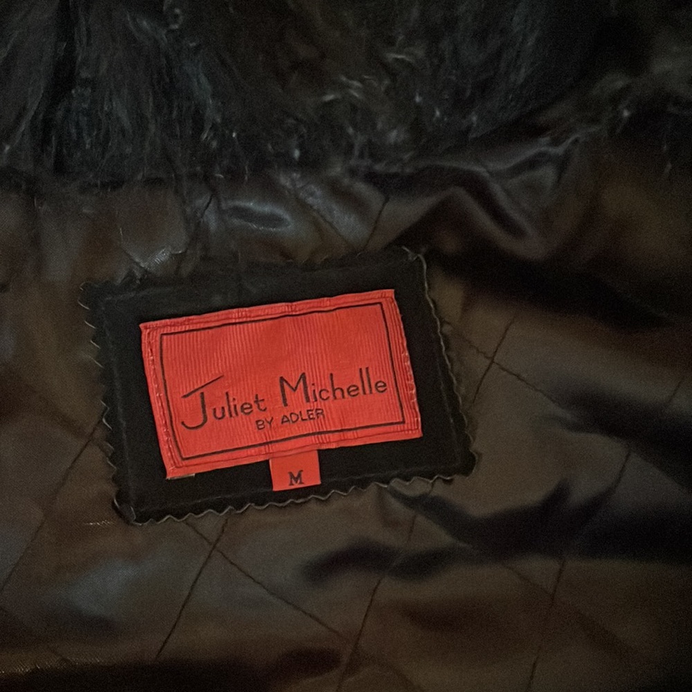 Black 100% Black Suede Leather Jacket / 100% Polyester lining  Penny Lane.